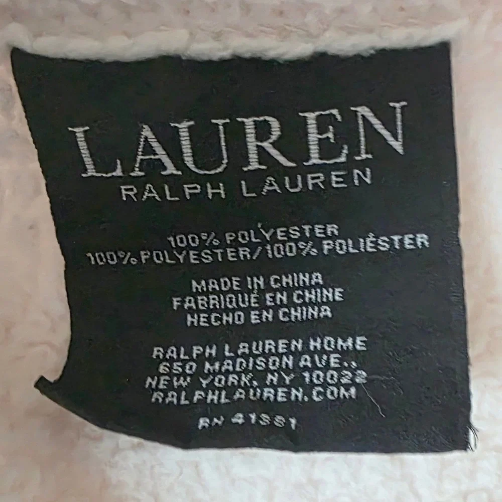 Lauren Ralph Lauren King Plush Microluxe Velvety Blanket Pale Pink RLL Monogram